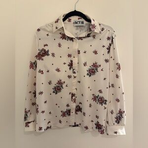 Vintage Women's Floral Western Button-Up Blouse